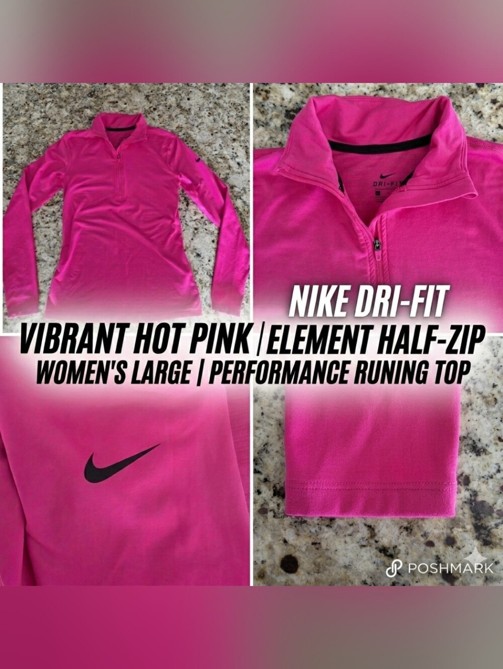 Nike Hot Pink Dri-FIT Half-Zip Performance Top Size L